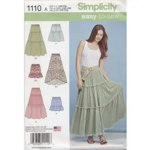 Simplicity 1110 Nederdel med flæser str. XXS-XXL - Simplicity mønstre