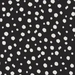 Fast viskose med uens prikker i sort og hvid - Viscose Fastvævet