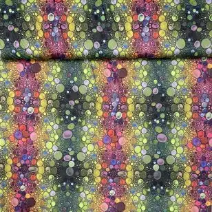 Polyester jersey med bobler i grøn, gul, pink - Polyesterjersey