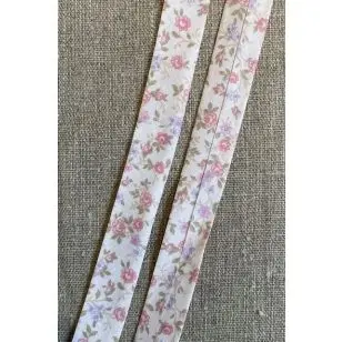 Skråbånd med små blomster i lys pudder, lyserød, lyselilla - Div skråbånd