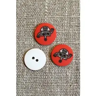2-huls knap med robot i rød - Knapper