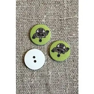 2-huls knap med robot i lime - Knapper