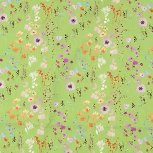 Bomulds jersey i grøn med blomster - 