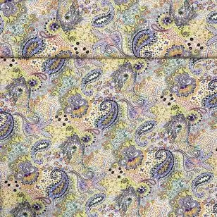 Viscose med stræk med sjalsmønster i multi farvet - Viscose Fastvævet