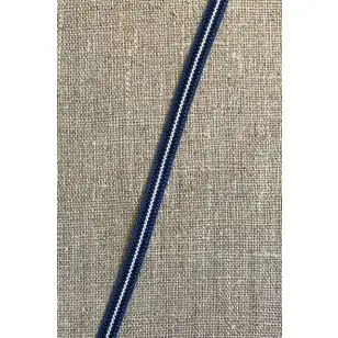 Smalt bånd stribet i blå, sort og hvid, 8 mm. - Div. bånd