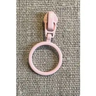 Lynlås-skyder 4 mm. med ring i rosa - Lynlåse fast / Ikke delbar