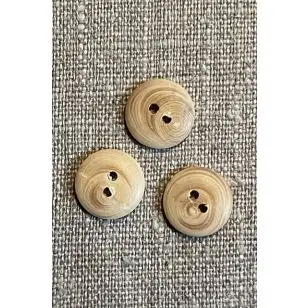 Lys træknap 15 mm. - 2-huls - Træ- og Horn-knapper