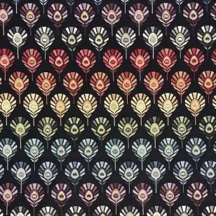 Gobelin i sort med multifarvede påfugle fjer - Gobelin