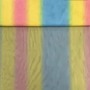 Brudetyl med striber i gul, lyserød, turkis - Tyl