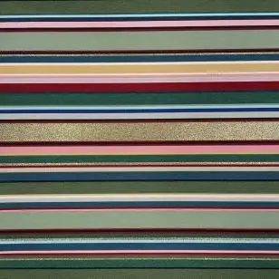 Kraftig vævet stof stribet i grøn, guld, petrol, rød - Møbelstof