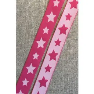 Elastik til undertøj 3 cm. med stjerner pink og lyserød - Elastik og kantelastik