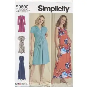 Simplicity 9600 Kjole med drapering - Ventekjole til strikstof - Simplicity mønstre