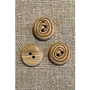 Lys træknap med spiral, 15 mm. - Træ- og Horn-knapper