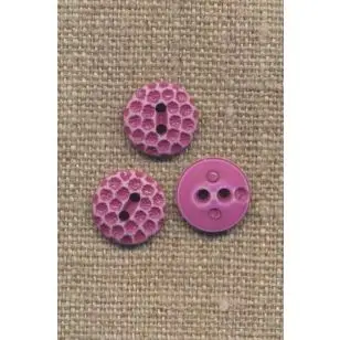 Knap med prikker i lys cerisse og cerisse, 12 mm. - Børneknapper