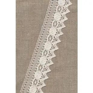 Bomulds blonde i offwhite med takket kant, 45 mm - Blonder