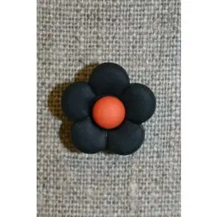 2-farvet blomsterknap sort/orange - 