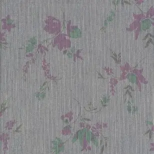 Stribet bomuld m/stræk i knækket hvid/sort med blomster - Denim