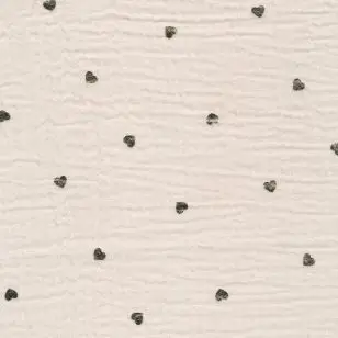 Bomuld i Double Gauze i creme-pudder med små guld hjerter - Div mønstret bomuld