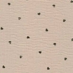 Bomuld i Double Gauze i creme-beige med små guld hjerter - Div mønstret bomuld