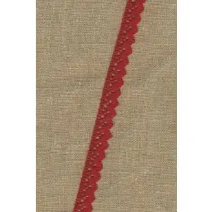 Rød blonde i 100% bomuld m/takker 18 mm. - Blonder