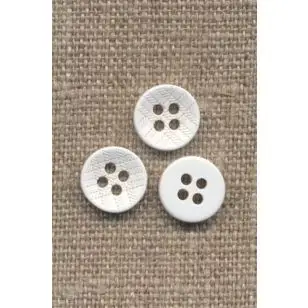 Lille 4-huls knap med tern i hvid, 11 mm. - Knapper Hvid, grå og sort