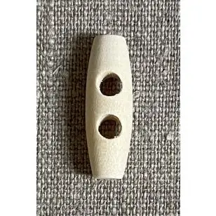 Aflang træknap/knebel lyst træ/offwhite 30 mm. - Træ- og Horn-knapper
