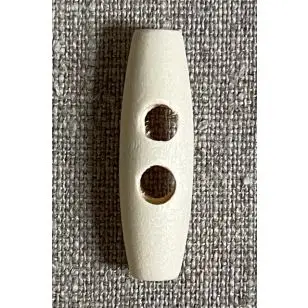 Aflang træknap/knebel lyst træ/offwhite 40 mm. - Træ- og Horn-knapper