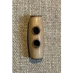 Aflang træknap/knebel natur med brændte kanter 30 mm. - Træ- og Horn-knapper