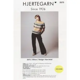 2673 Ellinor - Kortærmet bluse med striber - Top Down | Hjertegarn - Strikopskrifter