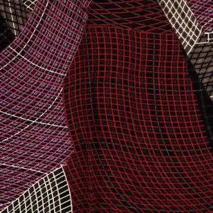 100% viscose med tern mønster i bølger i rød, sort, brun, cerisse, offwhite - Viscose Fastvævet