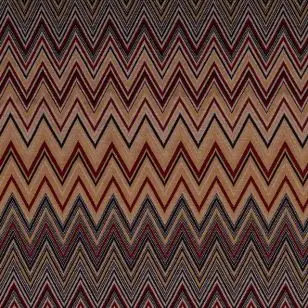 Strik med zigzag mønster i beige, marine, varm rød, offwhite - Strik