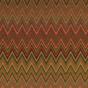 Strik med zigzag mønster i støvet grøn, orange, beige, rust - Strik