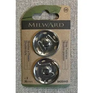 30 mm tryklås i sølv - 2 stk - Milward - Tryklåse og Trykknapper