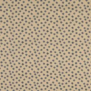 100% bomuld i offwhite med lille denimblå blomst - Blomstret bomuld
