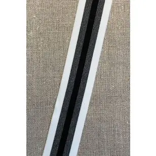 Elastik til undertøj 35 mm. stribet koksgrå meleret, hvid, sort - Elastik og kantelastik