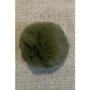 Pels-pompon af kanin, 6 cm. army - Pomponer