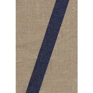 Bånd i mørkeblå med guld og kobber glimmer prikker - Glimmer bånd