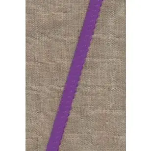 Foldeelastik med buet kant og prik, rød-lilla - Foldeelastik, foldebånd, uldbånd