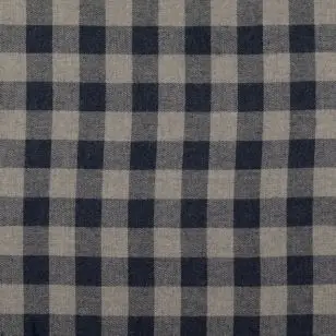 Flonel ternet i lysegrå og støvet blå - Ternet bomuld