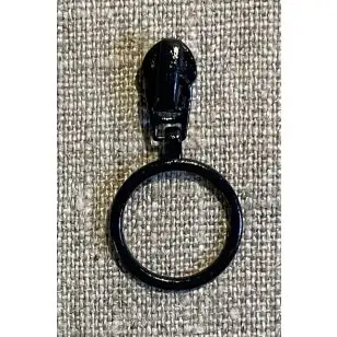 Lynlås-skyder 4 mm. med ring i marine - Lynlåse fast / Ikke delbar