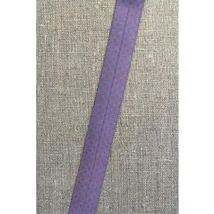 Foldeelastik med prikker i støvet cerisse og denim - Foldeelastik, foldebånd, uldbånd