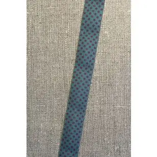 Foldeelastik med prikker i støvet flaskegrøn og cerisse - Foldeelastik, foldebånd, uldbånd