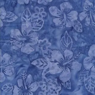 Patchworkstof batik hibiscus i denimblå - Patchworkstof