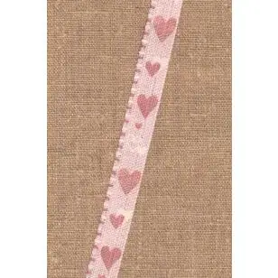 Bomuldsbånd i babylyserød med hjerter - Div. bånd