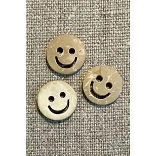 Lys Kokos knap med smiley - 15 mm. - Træ- og Horn-knapper