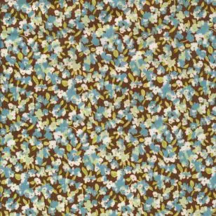 Babyfløjl småblomstret i rød-brun, aqua, hvid - Fløjl