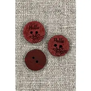 Kokos knap i rød med giraf - 15 mm. - Træ- og Horn-knapper