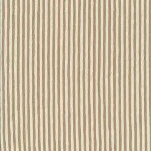 Stribet bæk & bølge i offwhite og beige - Polyester fastvævet