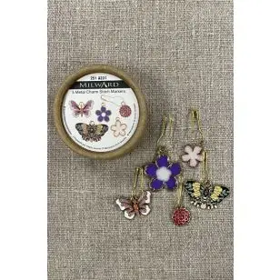 5 stk. strikkemarkør - Sommerfugl, blomst - Diverse