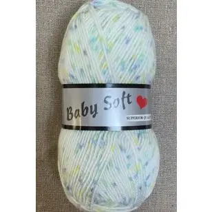 Baby Soft i knækket hvid med nister i lime, turkis - Acrylgarn